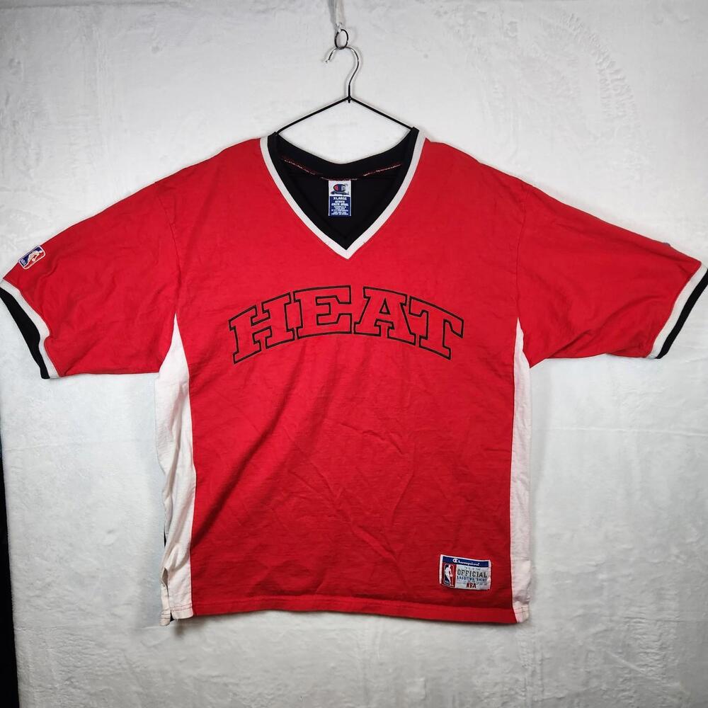 Vintage Champion NBA Miami Heat Official Shooting Shirt Red Size XL‎